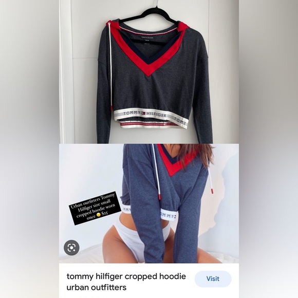 Tommy Hilfiger cropped hoodie size small. Worn once. Excellent condition. - Picture 2 of 3